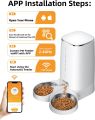 ROJECO Automatic Cat Feeders for 2 Cats, 4L Cat Food Dispenser with APP Control, Double Stainless Steel Bowls, Dual Power Supply and Low Food Alarms, 2.4GHz Wi-Fi Enabled Pet Feeder for Cats and Dogs. 
