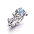 Woman Leaf Design Stainless Steel Wedding Engagement Cubic Zircon Ladies Ring Jewelry. 