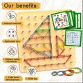 Rubber Leo Board Game (Art Toy), Geo Board Game play with rubber,Rubber band pattern board Mind creativity Game. 