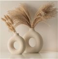 Donut Shape Ceramic Vase, Modern Luxury Home Decor, Perfect for Fresh or Artificial Flowers. 