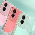 Biruiqu for VIVO Y17s Back Cover Luxury 6D Plating Frame Shiny Bling Phone Pounch Soft Silicone Square Phone Case. 