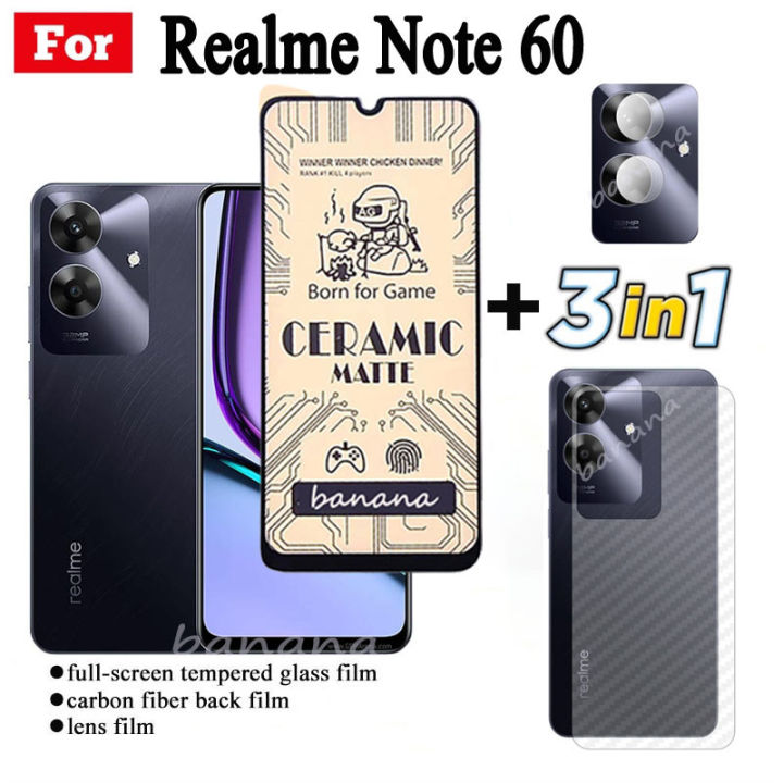 3 IN 1 Realme Note 60 Ceramic Tempered Glass for Realme Note 50 Camera Lens Glass Screen Protector and Back Film