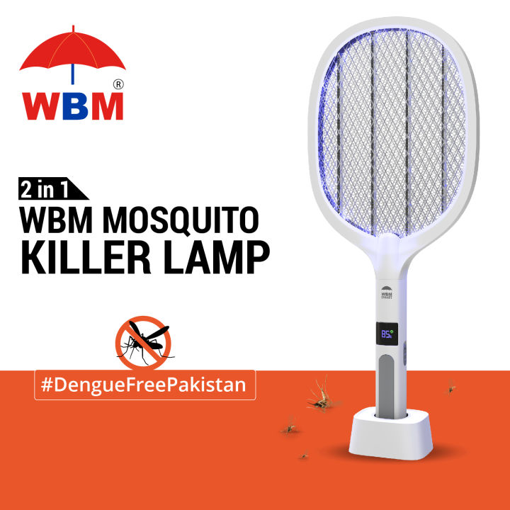WBM Mosquito Killer Racket, 2 in 1 Rechargeable Mosquito Lamp With LED Light & Charging Stand
