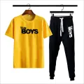 Track Suit For Men And Boys Black Round Neck Half Sleeve T Shirt And Trouser Micro Polyester Casual Set. 