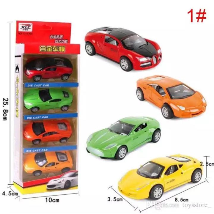 Pack of 4 Pcs - Metal Body Die Cast Pull Back & Action - Racing Car Set Toys
