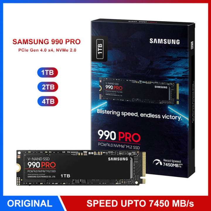 Samsung 990 Pro 1TB 2TB 4TB PCIe Gen 4.0 M.2 NVMe SSD Fastest Speed 7450MBs for Gaming, for Video Editing, Heavy Graphics compatible with Laptop PC, PS5