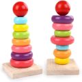 Melissa & Doug Rainbow Stacker Wooden Ring Educational Toy - Wooden Rainbow Stacking Rings Baby Toy, Stacker Toys For Infants And Toddlers /colour and size recoginition. 
