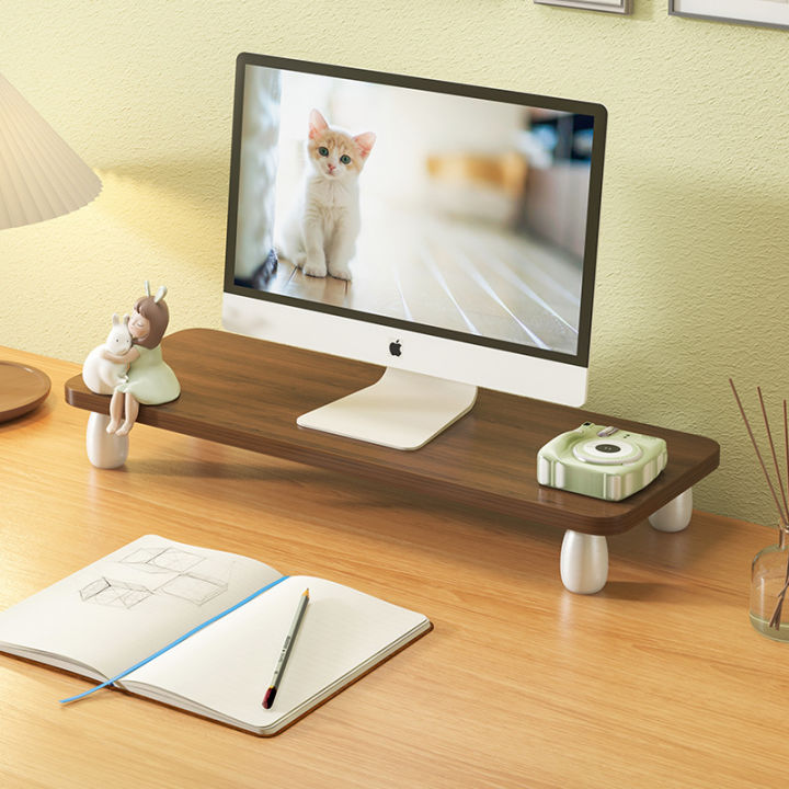 Computer Booster Monitor Raised Desktop Support Frame Display Stand Solid Wood Computer Desktop Shelf