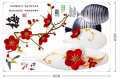 Wall Stickers Red Flower Wall Sticker For Living Room Floral Stickers For Wall Beautiful Wall Sticker For Living Unique Design Wall Stickers For Bedroom.. 