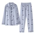 Cotton spring autumn middle-aged and young men's sleepwear, long sleeved outerwear, plus size loose home suit set, fashionable. 