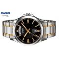 Casio Enticer Black Dial Day & Date with Silver & Golden Bracelet Men's Watch - MTP-1381G-1AVDF. 