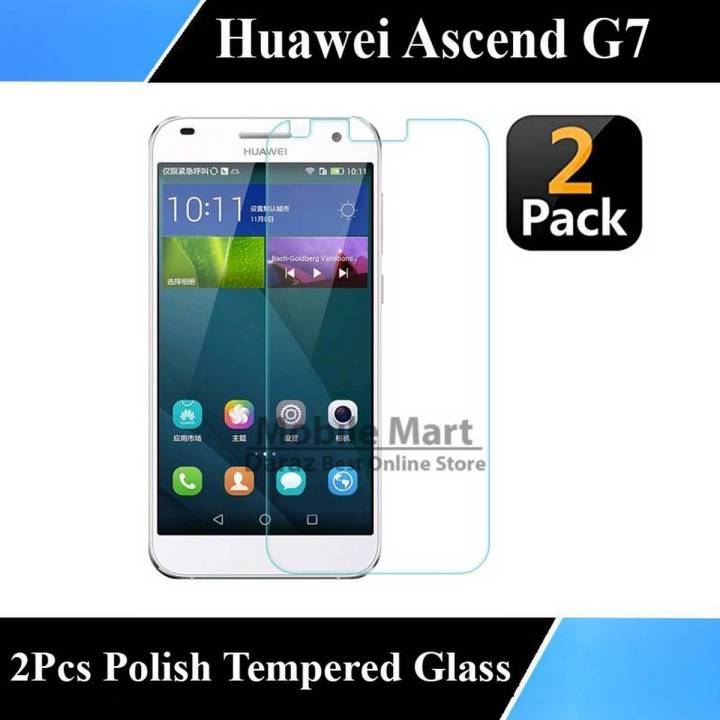 Pack of 2 - Huawei Acend G7 Tempered Glass Screen Protector Polish Glass Premium Quality Glass For Huawei G7
