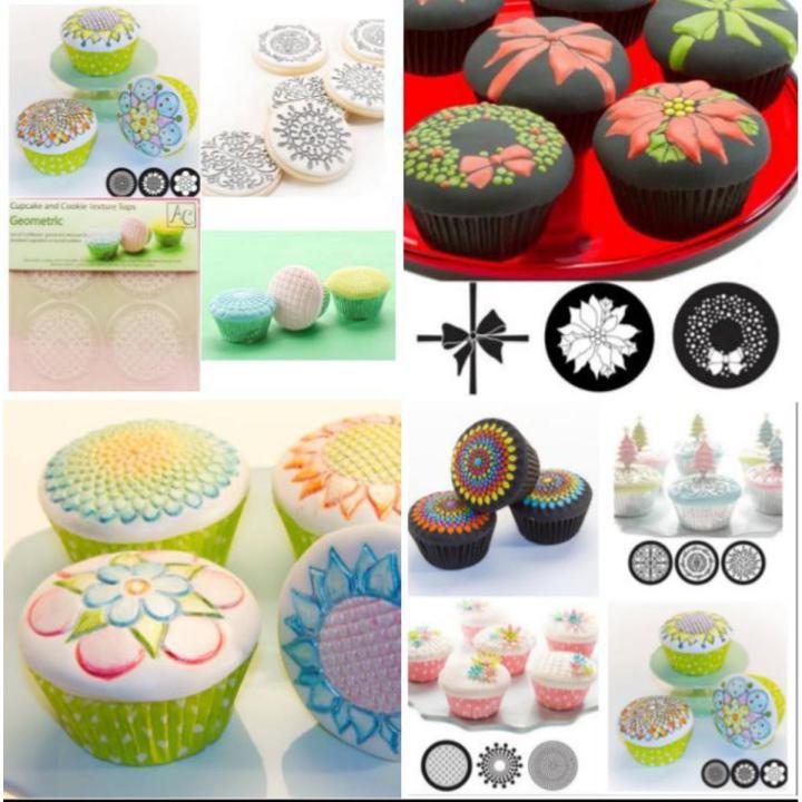 Cupcake Textures design 3 Pcs Different Scroll Textures cake stamp Round Cookies Fondant Cake Molds Winter Style Cupcake Texture Tops