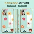 (Free Lanyard) Luxury 6D Plating Case for Redmi Note 11 5G / Xiaomi Poco M4 Pro 5G Back Cover Color Cartoon Flowers Side Pattern Soft Silicone Square Phone Cases. 