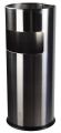 Round Stainless Steel Trash Can with Grid Ashtray Outdoor Dustbins Hotel Recycling Compost Bins Location Paper Storage Bins. 