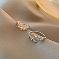 Fresh small leaf open ring, female flower ring, index finger, Korean fashion personality ring, joint ring, tail ring. 