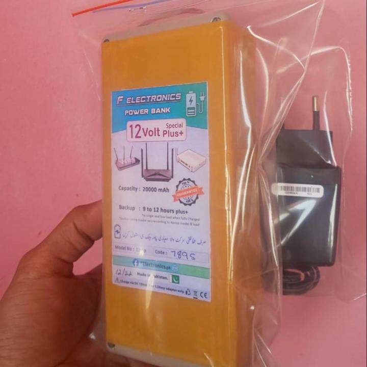 WiFi Router Power Bank 12v Volts Special Plus UPS Technology 20000 plus+ mAh 6 to 12 Hours Guaranteed Backup Tp Link-Tenda-PTCL And Other Fiber Dvice Fiber Base Router