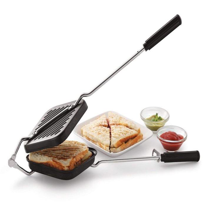 Non-Stick Griddle Sandwich Bread Toaster Gas Burner for Stove (Black ...