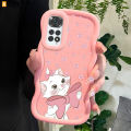 AMORVOR for Redmi Note 11 Note 11S Back Cover Elegant Kitten Pattern Luxury Phone Case Macaron Wave Soft Silicone Mobile Cover. 