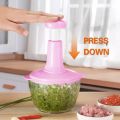 ASG Hand Push Chopper - Handy Manual Chopper - Non-Electric Food Processor & blender with Stainless Steel Blades - Manual Food Processor - Vegetable Slicer and Dicer 0.7L. 