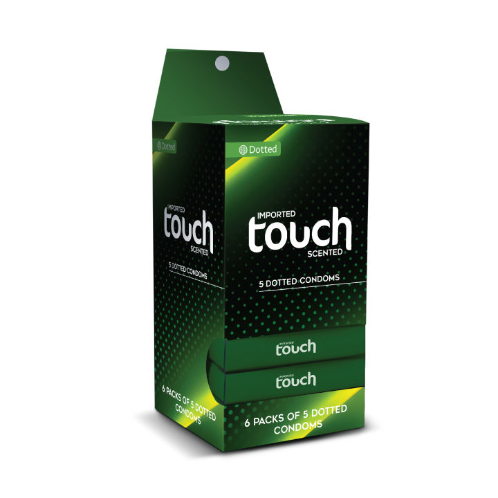 Touch Dotted Condoms Dispenser - Pack of 5 - 30 Pieces (6 x 5's)