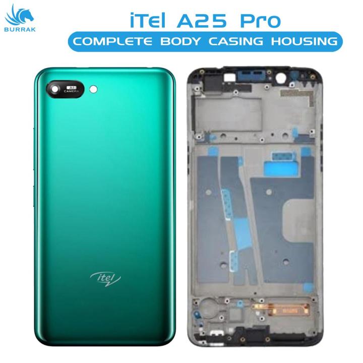 iTel A25 Pro Housing Middle Frame With Side Button and Camera Lens Complete Body Casing Replacement For A25 Pro - Green