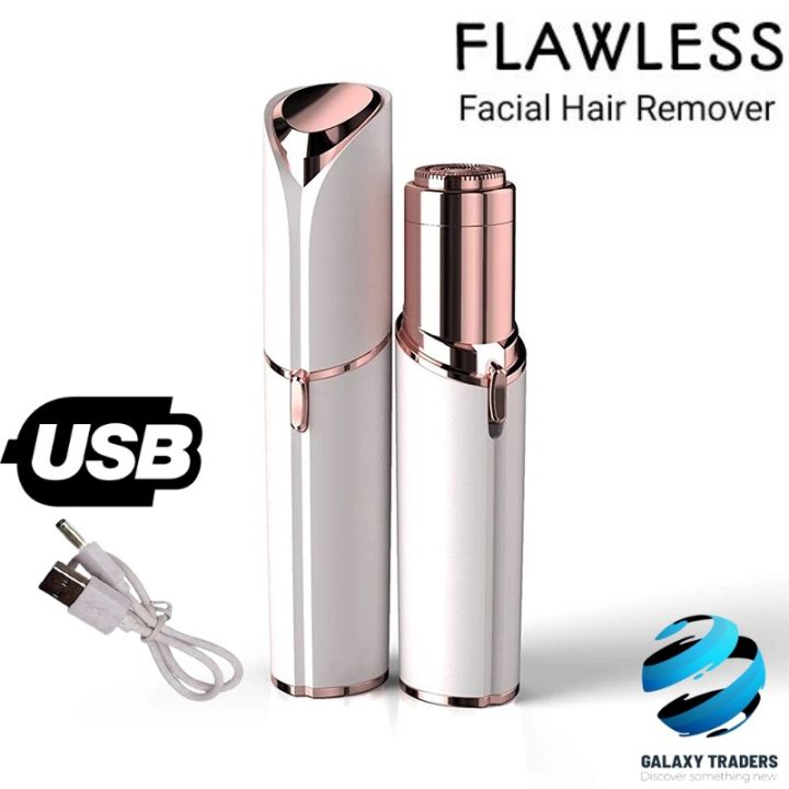 Flawless Facial hair remover Original USB Rechargeable trimmer for women upper lip Painless Electronic USB flawless hair removal for women lipstick shape trimmer with Battery Included