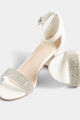 Women Fashion Gold Diamante Block Heel Shoes In Standard Fit White & Golden. 