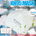 1X N95 Face mask Mouth Nose Mask Sports Anti Smog Haze Air Pollution PM2.5 White Cover 5 lay For Adults. 