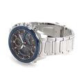 Casio Edifice Mens Steel Silver/Black Solar Powered Bluetooth World Time Analog-Digital Watch Silver Steel Band Watch-ECB-900DB-1BDR. 