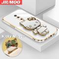JIUMOO For Xiaomi 9T Pro Redmi K20 Pro Case Cartoon New Design Hello Kitty Cosmetic Mirror Stand Holder Electroplate Phone Case Smooth Gold Side Plating Silicone Back Cover. 
