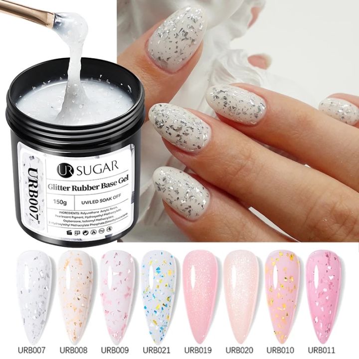 UR SUGAR 150g Glitter Rubber Base Gel Polish Silver Gold Foils Sequins Semi Permanent Soak Off UV LED Nail Art Varnish Manicure