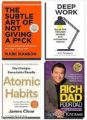 The Subtle Art Of Not Giving Fock, Deep Work, Atomic Habits, Rich Dad Poor Dad. 4 Book Set. 