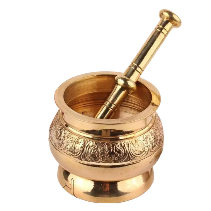 Brass Copper Morten Pestle Pedestal Bowl gift Kitchen Garlic Pugging Pot Herb Mills Mincers Best for gift and decoration purpose