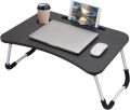 Laptop Table | Black Color | Foldable Legs, Tablet Groove & Cup Slot | Perfect for Working, Reading, Writing, and Eating. 