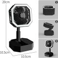 USB Rechargeable Electric Table Fan LED Light Folding Small Multi-function Fan Stand Mini Desk Fan Electric Telescopic Fan Portable Storage and Stretch Height Foldable on The Table Standing on The Floor Support Charging. 