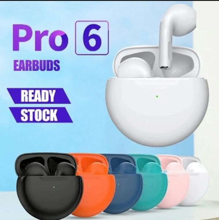Air Pro 6 Tws Wireless Bluetooth Earbuds With High Bass Headset Sport Airpods With Mic