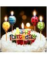 Birthday Cake Decorative Wax Happy Birthday Candles with 4 Balloon Shaped Candles - 5 piece candle set. 