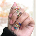 5Pcs Single Coil Spiral Glass Beads Copper Rotate Anti-stress Opening Fidget Rings for Daily Life. 