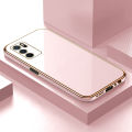 Luxury 6D Plating Case for OPPO A16 Soft Back Cover Silicone Square Frame Shiny Bling Phone Cases + Free Lanyard. 