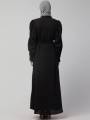 FRONT OPEN LONG CUFF GATHERED PUFFED SLEEVE CASUAL ABAYA. 