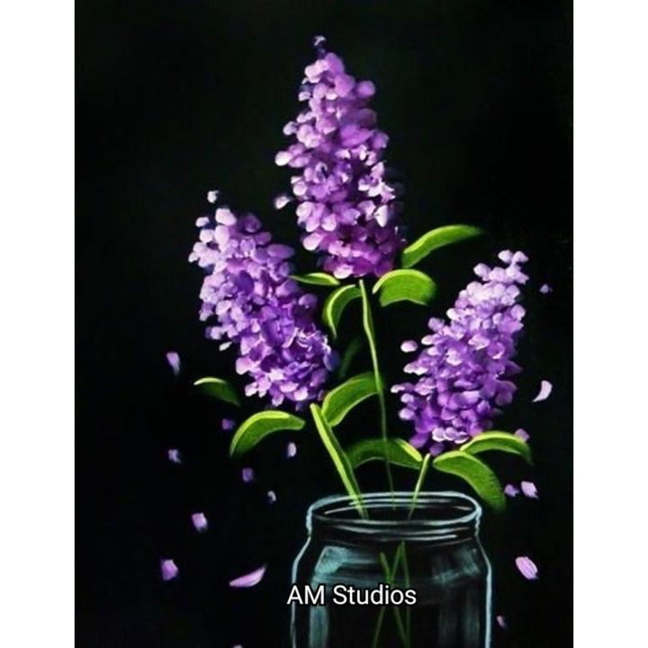 Abstract Purple flowers in jar Canvas acrylic handmade customized painting for home decor, dinning room, kitchen, coffee shop, bedroom, drawing room, gift for wedding, birthday, new year, school, college, handmade home decor.