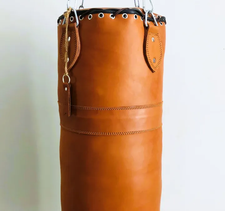 100cm%20-%20VINTAGE%20TAN%20LEATHER%20BOXING%20GYM%20PUNCH%20BAG%20-%20RETRO%20-%20Image%202