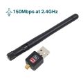 WiFi Wireless Network Card USB 2.0 150M 802.11 b/g/n LAN Adapter with rotatable Antenna for Laptop PC Mini Wi-fi Dongle. 