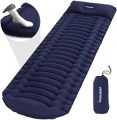 INVOKER Ultralight Inflatable Camping Sleeping Pad - Mat with Built-in Foot Pump, Lightweight 18.3OZ Compact Air Mattress, Best Sleeping Pads for Backpacking Travel Hiking Beach (Navy Blue). 