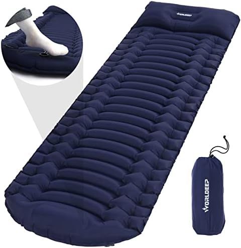 INVOKER Ultralight Inflatable Camping Sleeping Pad Mat with Built in Foot Pump Lightweight 18.3OZ Compact Air Mattress Best Sleeping Pads for Backpacking Travel Hiking Beach Navy Blue Daraz.pk