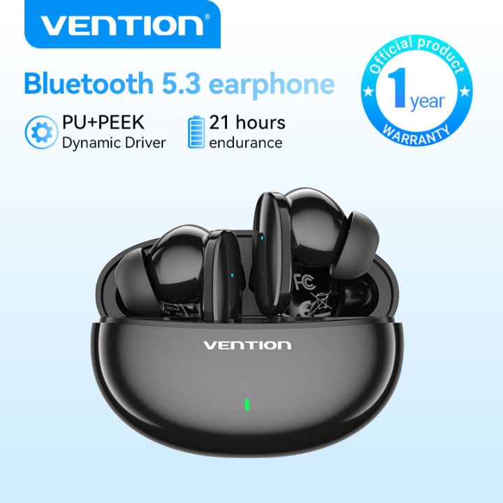 Vention Elf E01 Bluetooth 5.3 Earphone Wireless Earbuds Headset Smart Noise Canceling Sport Gaming Sweatproof Built-In Microphone Touch Control TWS True Wireless Earbuds
