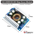 DC Step Down Module, DC-DC 12A Adjustable High-Power Low-Ripple Step Down Module 95% Car Power Module for Storage Batteries & Power Transformer. 