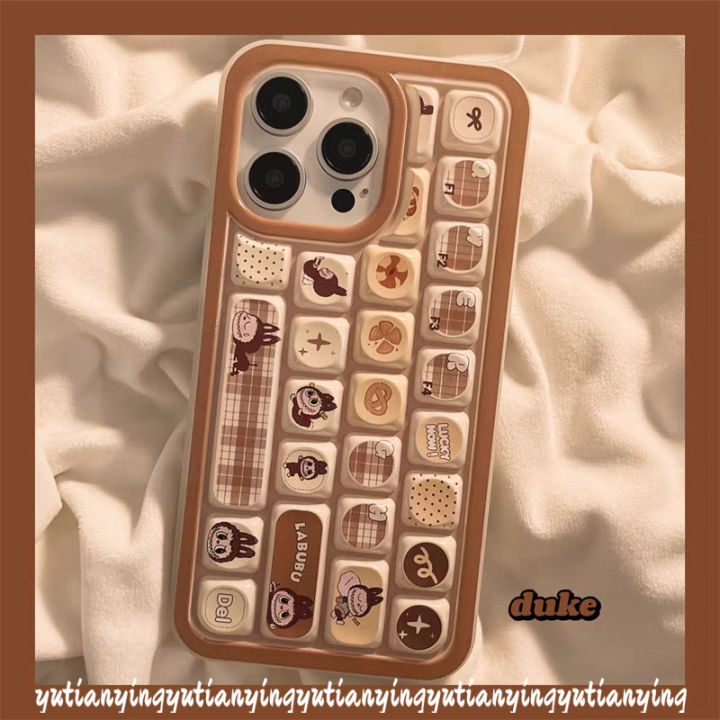 Trend Cartoon Cute Creative Labubu Doodle Cookie Labubu Case Compatible for IPhone 16 15 14 12 13 11 Pro Max 11 16 14 12 15 13 Pro 3D Keyboard Stress Relief Entertainment Soft Case