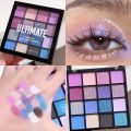 16 Colors Ultimate Shadow Palette Matte Glitter Purple Eyeshadow Palette Neon Powder Pigments Cosmetics. 